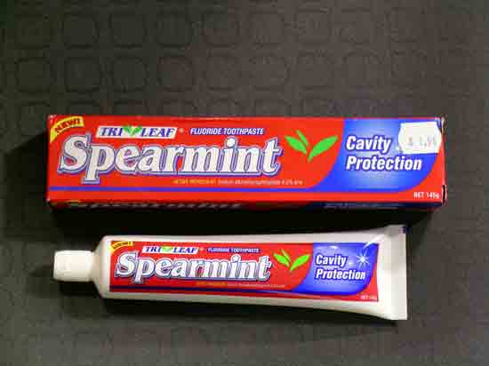 Front of Pack of Tri Leaf Spearmint Toothpaste (145gm)